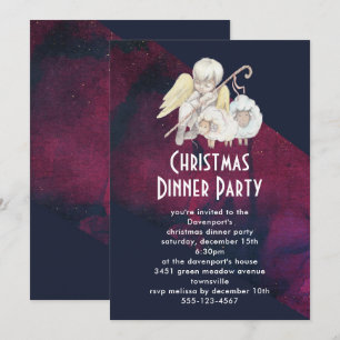 Invitation Pasteur de Noël Ange avec Fête des Agneaux