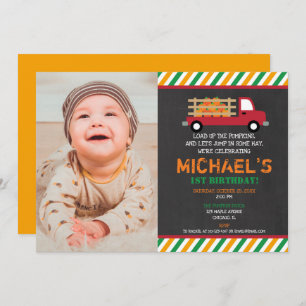 Invitation Patch citrouille de 1er anniversaire de garçon hal