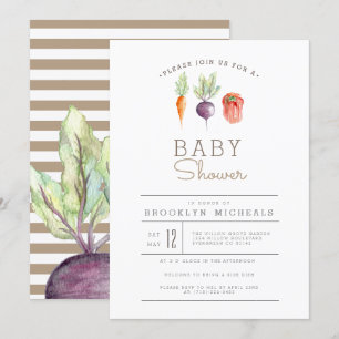 Invitation Patch Veggie   Baby shower aquarelle