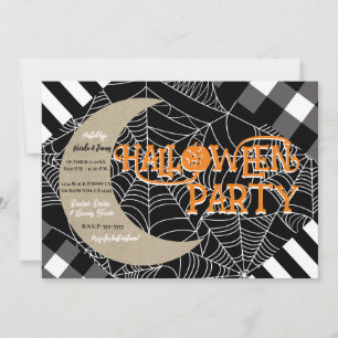 Invitation Patchwork araignée noir et blanc pour soirée Hallo