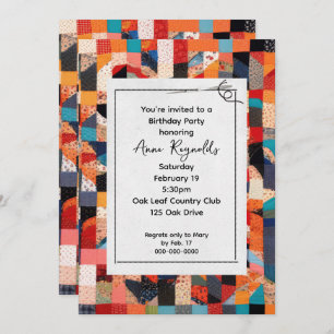 Invitation Patchwork Quilt Motif Avec Aiguille Anniversaire F