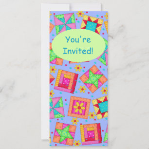 Invitation Patchwork vert Lavender Quilt Block Art