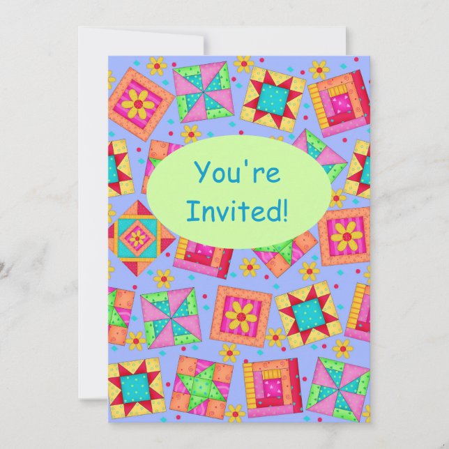 Invitation Patchwork vert Lavender Quilt Block Art (Devant)