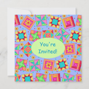 Invitation Patchwork vert Lavender Quilt Block Art