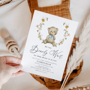 Invitation patienter baby shower fleuri rustique