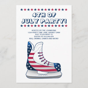 Invitation Patin à glace du 4 juillet de hockey