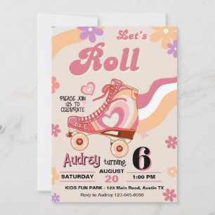 Invitation Patin à roulettes Anniversaire Let's Roll