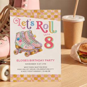 Invitation Patin à roulettes rétro pour anniversaire de tous