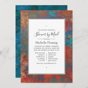 Invitation Patina en cuivre de Grunge et douche turquoise par