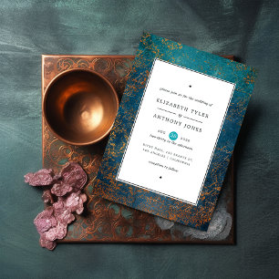 Invitation Patina en cuivre de Grunge et Mariage Turquoise