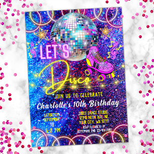 Invitation Patinage à rouleaux Disco brillant Neon rose brill