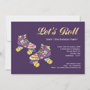 Invitation Patinage à rouleaux violet Patinage à rouleaux Pat