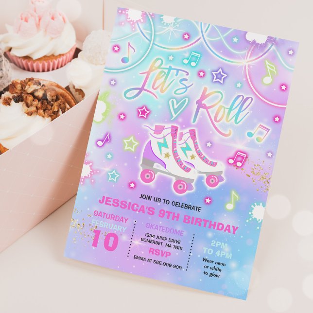 Invitation Patinage à roulettes Anniversaire Fête Tie Dye Pat (Créateur téléchargé)