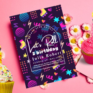 Invitation Patinage à roulettes motif d'anniversaire, fête du