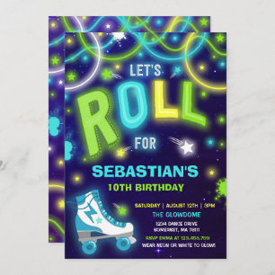 Invitation Patinage à roulettes Neon Glow Skating