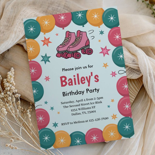 Invitation Patinage à roulettes Rétro Anniversaire (Créateur téléchargé)