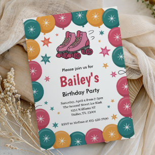 Invitation Patinage à roulettes Rétro Anniversaire