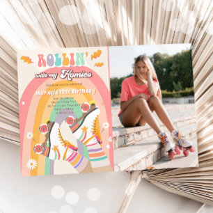 Invitation Patinage à roulettes Retro fête d'anniversaire Sup