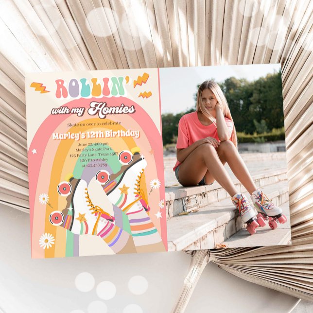 Invitation Patinage à roulettes Retro fête d'anniversaire Sup (Créateur téléchargé)