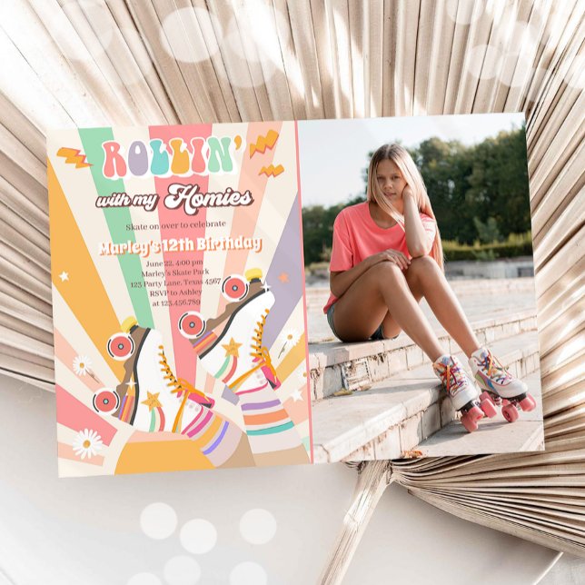 Invitation Patinage à roulettes Retro fête d'anniversaire Sup (Créateur téléchargé)