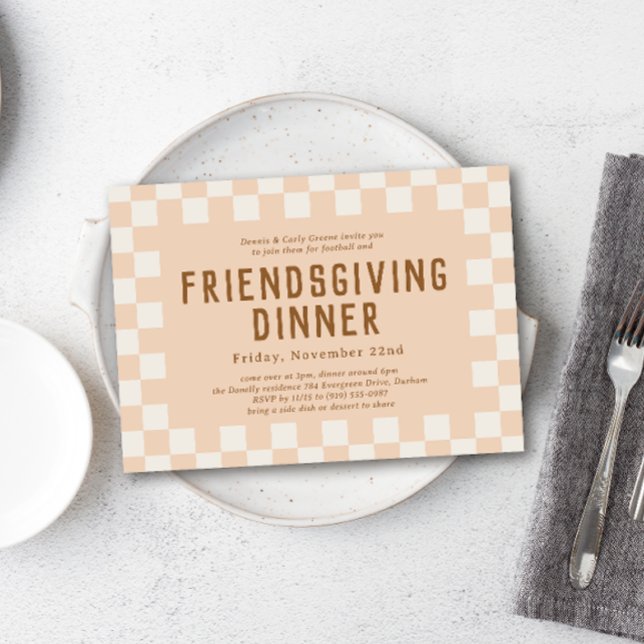Invitation Patinage Checkerboard Friendsgiving Dîner (Créateur téléchargé)