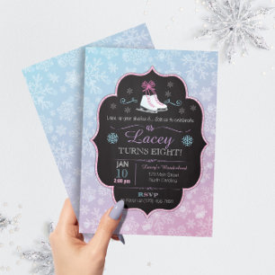 Invitation Patinage de glace Flamme de neige Anniversaire Inv