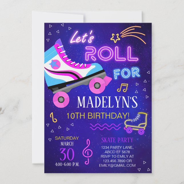 Invitation Patinage Fille Rouillons Anniversaire (Devant)
