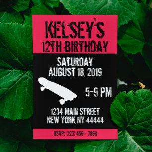 Invitation Patinage rose Anniversaire, Patinage, Fille