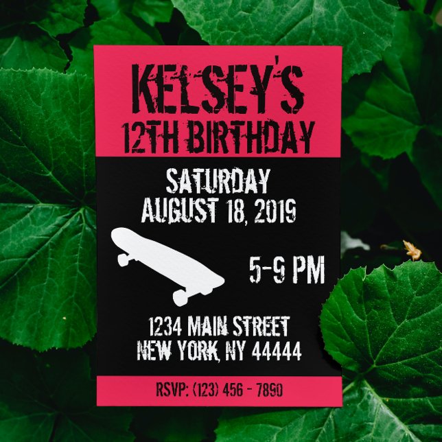 Invitation Patinage rose Anniversaire, Patinage, Fille (Créateur téléchargé)