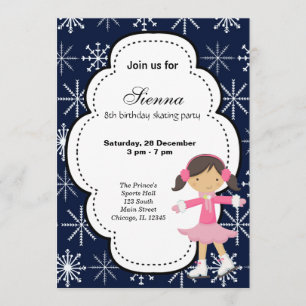 Invitation Patinage sur glace Anniversaire (Bleu foncé)