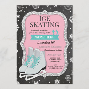 Invitation Patinage sur glace Anniversaire Fête des neiges In