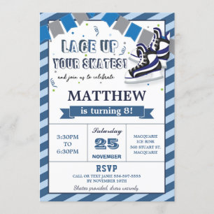 Invitation Patinage sur glace Boy Anniversaire Fête Invitatio