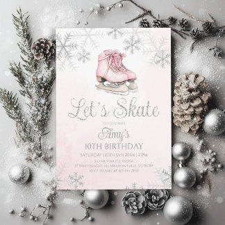 Invitation Patinage sur glace Fête d'anniversaire d'hiver Pai
