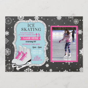 Invitation Patinage sur glace Fête d'anniversaire Photo Patin