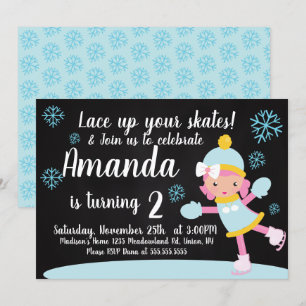 Invitation Patinage sur glace Fête des flocons bleus