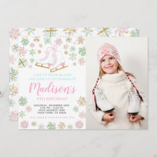 Invitation Patinage sur glace, merveilleux hivernaux avec pho