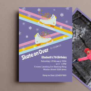 Invitation Patinage sur glace Retro Anniversaire Photo