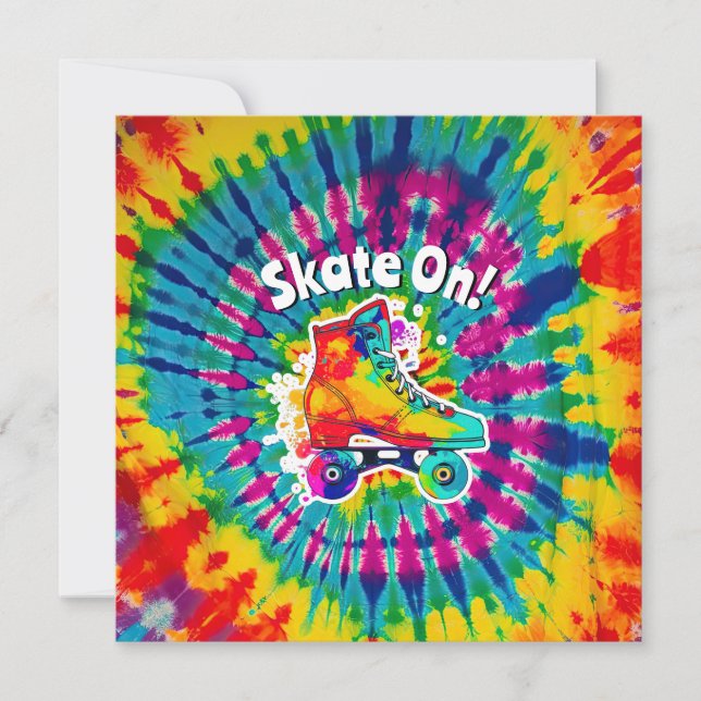 Invitation Patine sur la piste de roller skating Tie Dye Hipp (Devant)
