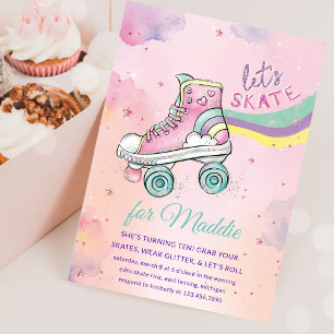Invitation Patinons l Rainbow retro Anniversaire