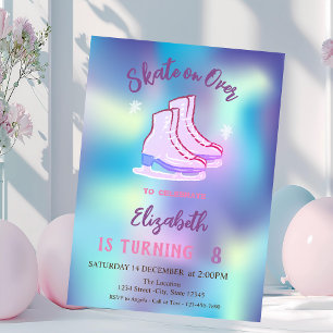 Invitation Patins à glace Flocons de neige Anniversaire holog