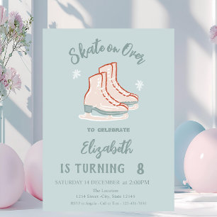 Invitation Patins à glace Flocons de neige Vert menthe Annive
