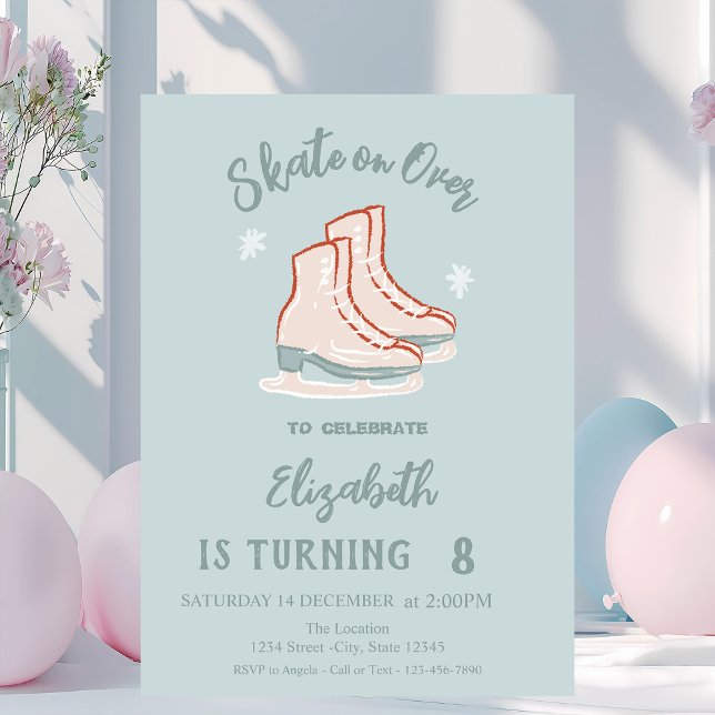 Invitation Patins à glace Flocons de neige Vert menthe Annive (Créateur téléchargé)
