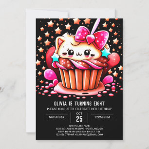 Invitation Pâtisserie au chocolat Magique Muffin Girl Anniver