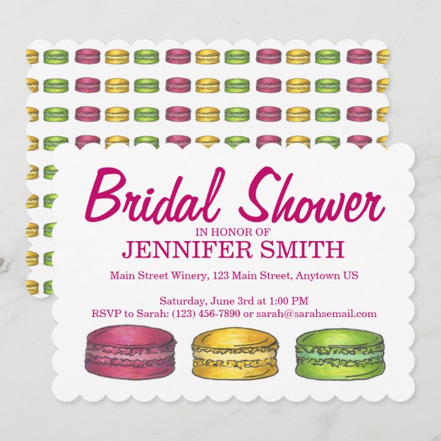 Invitation Pâtisserie française Macaron Cookies Baby shower n (Devant / Derrière)