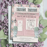 Invitation pâtisserie Paris Pink Bat mitzvah<br><div class="desc">Cette mignonne invitation à Bat mitzvah à thème café/boulangerie/pâtisserie française présente un arrière - plan crème avec une pâtisserie/boulangerie/cafétéria en rose. L'envers est orné d'un arrière - plan rose clair aux motifs floraux. Personnalisez-vous pour répondre à vos besoins. Vous pouvez trouver d'autres produits correspondants dans mon magasin.</div>