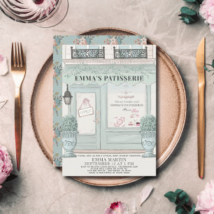 Invitation pâtisserie pâtisserie française Baby shower virtue