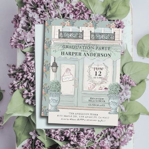 Invitation pâtisserie pâtisserie Paris Green Graduation