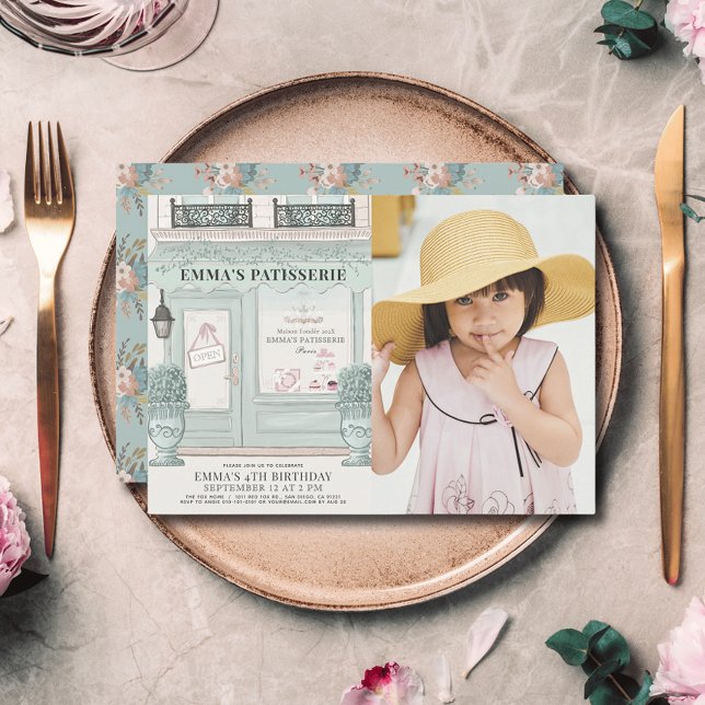 Invitation Pâtisserie Pâtisserie Verte Photo Anniversaire (Créateur téléchargé)