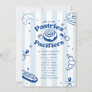 Invitation Pâtisseries & Pacificateurs Baby shower garçon ble