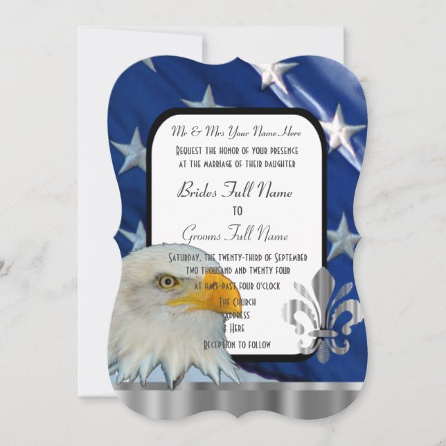 Invitation Patriotic American flag and eagle wedding Invitati (Devant)